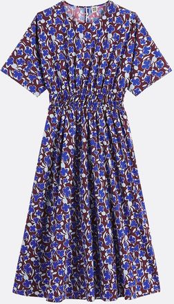 La Redoute Collections Wijde jurk met bloemenprint, lang, korte mouwen