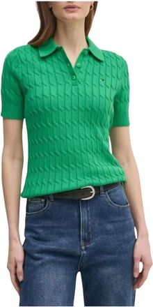 Tommy Hilfiger Tops, Dames, Groen, M, Polo CO Cable MID GG SS Polo SWT