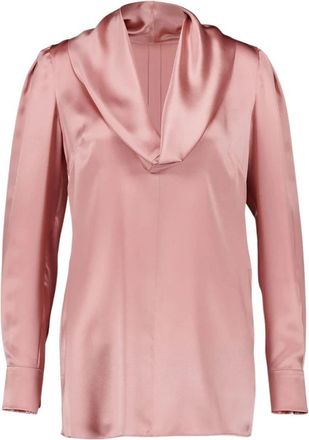 Dolce & Gabbana Roze Zijden Satijnen Blouse Shawl Hals - Dames - Blouses - Roze - XL - Satijn - Overhemden