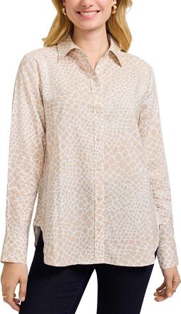 Foxcroft Meghan Giraffe Linen-Blend Shirt