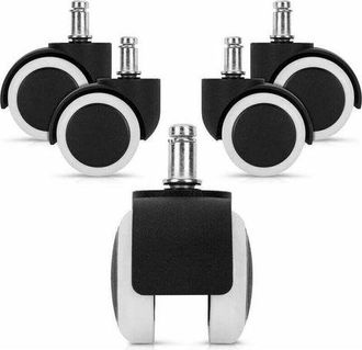 OEM Ruedas Para Silla De Oficina - Juego De 5 Ruedas - Ruedas De Repuesto De 11/50 Mm - Base Silenciosa Para Suelos Duros - Color Blanco