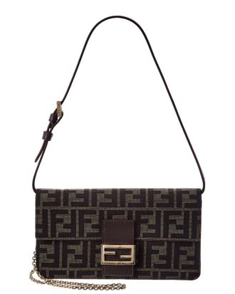 Fendi Fendi Tube Ff Jacquard & Leather Wallet On Chain