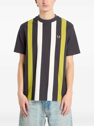 Fred Perry vertical-stripe T-shirt - men - Cotton - M - Grey
