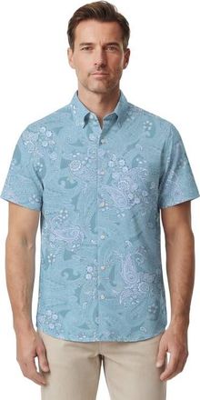 Lords of Harlech Paisley Explosion Mens Knit Shirt in Paisley Explosion Teal at Nordstrom, Size Xx-Large