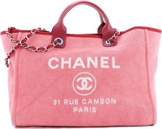 Chanel Deauville Canvas Medium tote bag - Rosso