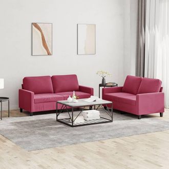 vidaXL Vidaxl - Juego De Sof&aacute;s Con Cojines 2 Piezas Terciopelo Rojo Tinto