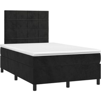 vidaXL Cama Box Spring Con Colch&oacute;n Y Led Terciopelo Negro 120x190 Cm Vidaxl