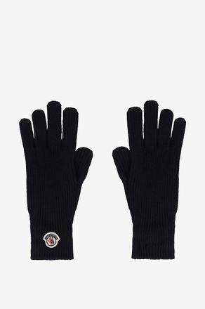 Moncler Schurwollhandschuhe mit Logopatch