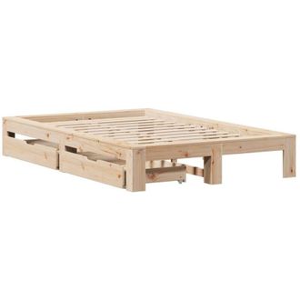 vidaXL Estructura De Cama Sin Colch&oacute;n Madera Maciza De Pino 135x190 Cm Vidaxl