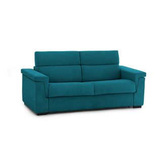 Dmora Sof&aacute; Cama 2 Plazas Biscossi, Desenfundable, Con Almacenaje Hecho En Italia, Apertura Rebatible, 205x95 Cm Azul