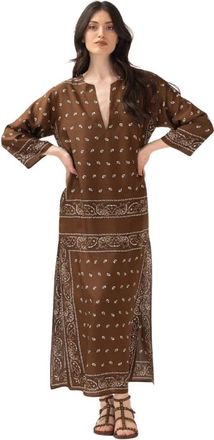 P.A.R.O.S.H. P.a.r.o.s.h., Kleedjes, Dames, Bruin, M, Lange Kaftan Jurk