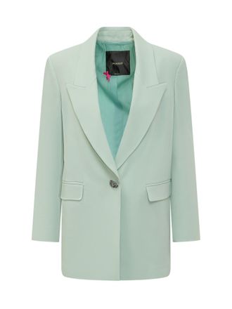 Pinko Green Solid Peak Lapel Blazer