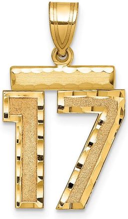 Diamond2Deal 14k Yellow Gold Medium Diamond-cut Number Charm Pendant