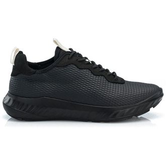 Ecco Ecco ATH-1FW Full Grain Leather Womens Lace Up Trainers - Black Black White - Size:UK 5-5.5