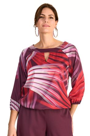 Hermann Lange Shirtbluse, Damen, Gr. 36, rot (rot, bordeaux), Web, Obermaterial: 95% Polyester, 5% Elasthan, HERMANN LANGE COLLECTION, bedruckt, bequem taillenlang,