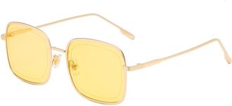 Generic Metal Square Large Frame Men And Women Sunglasses Outdoor Sports Party Decoration Photo Shoot Sun Glasses(Yellow)