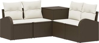 vidaXL Juego De Sof&aacute; 5 Uds. Marr&oacute;n Y Crema Blanca Vidaxl