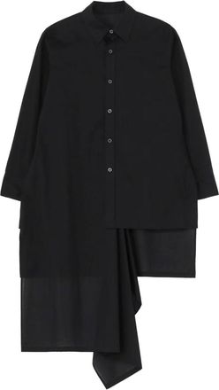 Yohji Yamamoto layered-design cotton shirt - women - Rayon/Cotton/Polyester - 1 - Black