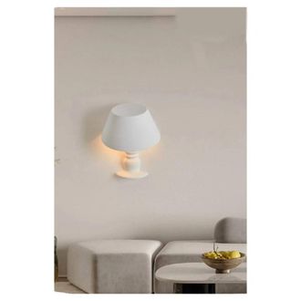 Trade Shop Trade Shop Traesio - Trade Shop - Applique In Gesso A Forma Lume A Parete Verniciabile Lumetto Attacco E14 Gs-e84