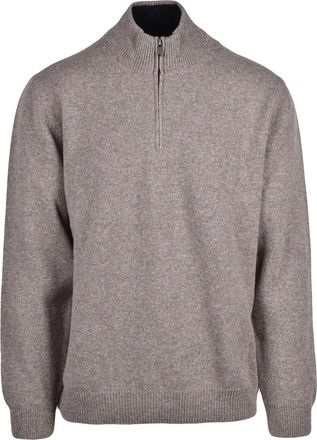 Montechiaro Beige Wool-Blend Ribbed Collar Sweater