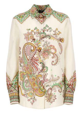 Etro Multicolor Shirt With Classic Collar And All-Over Paisley Print In Cotton And Silk Woman