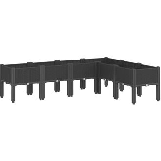 vidaXL Jardinera Con Patas Pp Negro 160x120x42 Cm Vidaxl