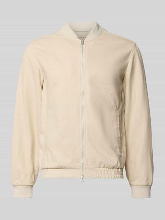 Jack & Jones Jacke aus Baumwoll-Leinen-Mix mit Zweiwege-Rei&szlig;verschluss in Beige Melange, Gr&ouml;&szlig;e XXL