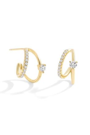 Mint & Lily The Nova Double Hoop Earrings in 18K Gold Vermeil /Zircon at Nordstrom
