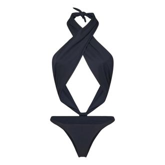 Reina Olga One-piece, female, Black, Size: S Black Crossed Top Brazilian Swimsuit