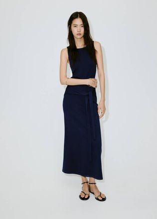 Mango Abito in maglia con dettaglio a fiocco navy - Donna - XXS - MANGO