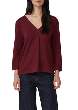 s.Oliver 3/4-Arm-Shirt S.OLIVER, Damen, Gr. 34, schwarz merlot melange, Web, Obermaterial: 50% Viskose, 28% Polyester, 22% Polyamid, meliert, l&auml;ssig geschnitte