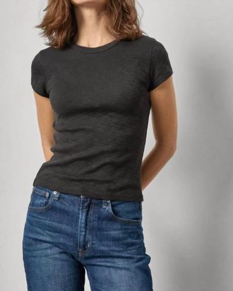 Lilla P Ribbed Slub Crewneck Tee In Black