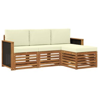 vidaXL Conjunto De Sof&aacute;s De Exterior Con Coj&iacute;n 4 Pcs Natural Y Crema Vidaxl