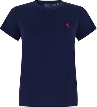 Polo Ralph Lauren Katoenen slim fit T-shirt - Dames - T-shirts - Blauw - L - Katoen - Tops