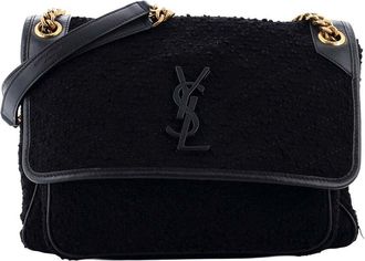 Saint Laurent Niki Chain Flap Bag Matelass&eacute; Chevron Tweed Medium (Authentic Pre-Loved)