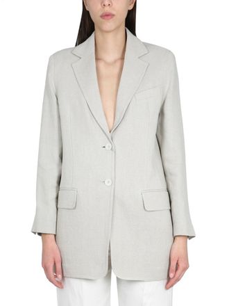 Max Mara Womens Cotton Cru00eape Jacket - Light Grey Linen - Size EU 38 (Womens)
