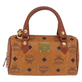MCM Visetos Canvas And Leather Brown Canvas Handbag (Pre-Owned)