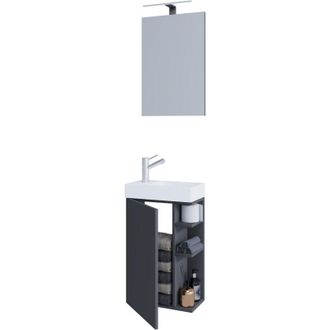ebuy24 Ebuy24 - Set 3 pezzi vcm Posto lavanderia per gli ospiti wc wc bagno per ospiti Lavabo con specchio Mobili da bagno set da bagno - Lumia (antracite)