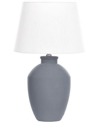 Beliani L&aacute;mpara de mesa cer&aacute;mica gris