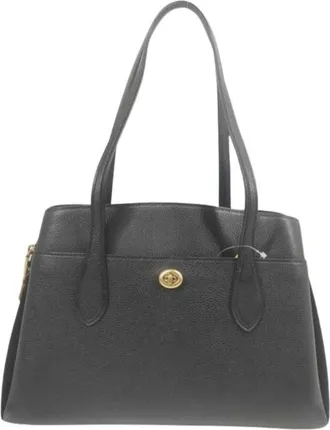Coach Black Leather Handbag Tote Bag (Pre-Owned)