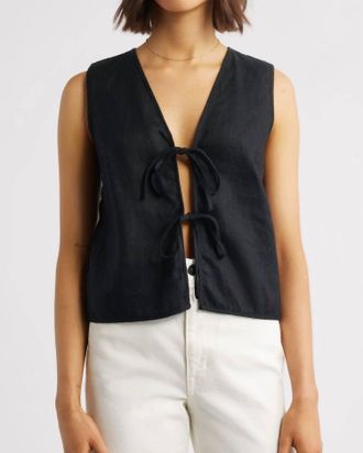 Rails Tie-Front Sleeveless Vest In Black