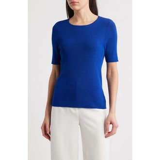 Tahari by ASL Short Sleeve Sweater in Cobalt at Nordstrom, Size X-Small