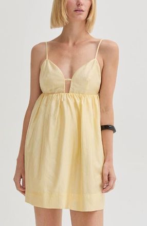 Crescent Babydoll Tencel Blend Mini Dress in Butter at Nordstrom, Size X-Small