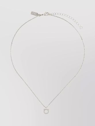 Ferragamo crystal pendant chain link necklace