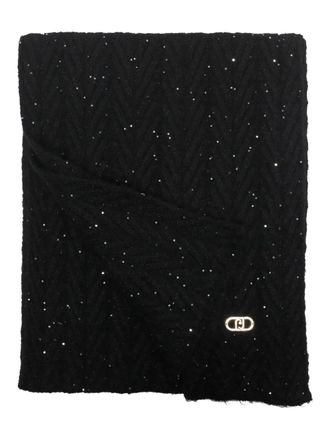 Liu Jo sequin-embellished logo-plaque scarf - Black