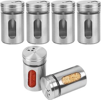OEM Juego De 6 Botes Para Especias Con Tapa De Rosca - Peque&ntilde;os Recipientes De Vidrio De 80 Ml - Botes Para Sal, Pimienta Y Especias