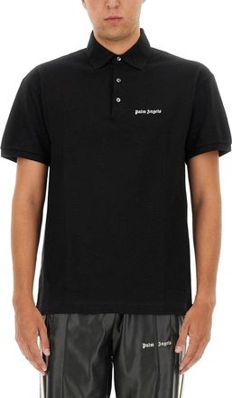 Palm Angels Logo-Embroidered Cotton Polo Shirt - Black