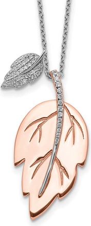 Diamond2Deal Sterling Silver Rose-tone CZ Leaf Necklace 16 with 2 Ext