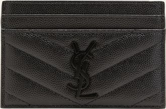 Saint Laurent YSL Monogram Card Case in Grained Leather