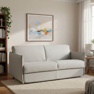 Dmora Sof&aacute; Cama 2 Plazas Follina, Fundas Desmontables, Caj&oacute;n Hecho En Italia, Apertura Abatible, 160x95 Cm Gris Claro
